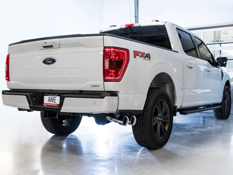 Ford F-150 Performance Exhaust - Rear - AWE Tuning - 0FG Dual Side Exit - Chrome Silver - `21-`27